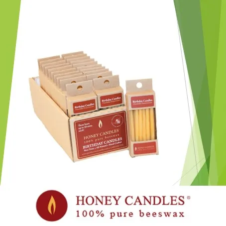 100 % Pure Natural Beeswax Birthday Candles from Honey Candles, Kaslo B.C.