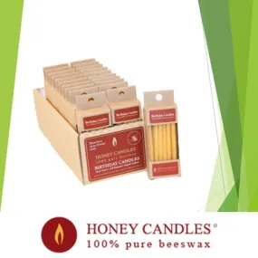 100 % Pure Natural Beeswax Birthday Candles from Honey Candles, Kaslo B.C.