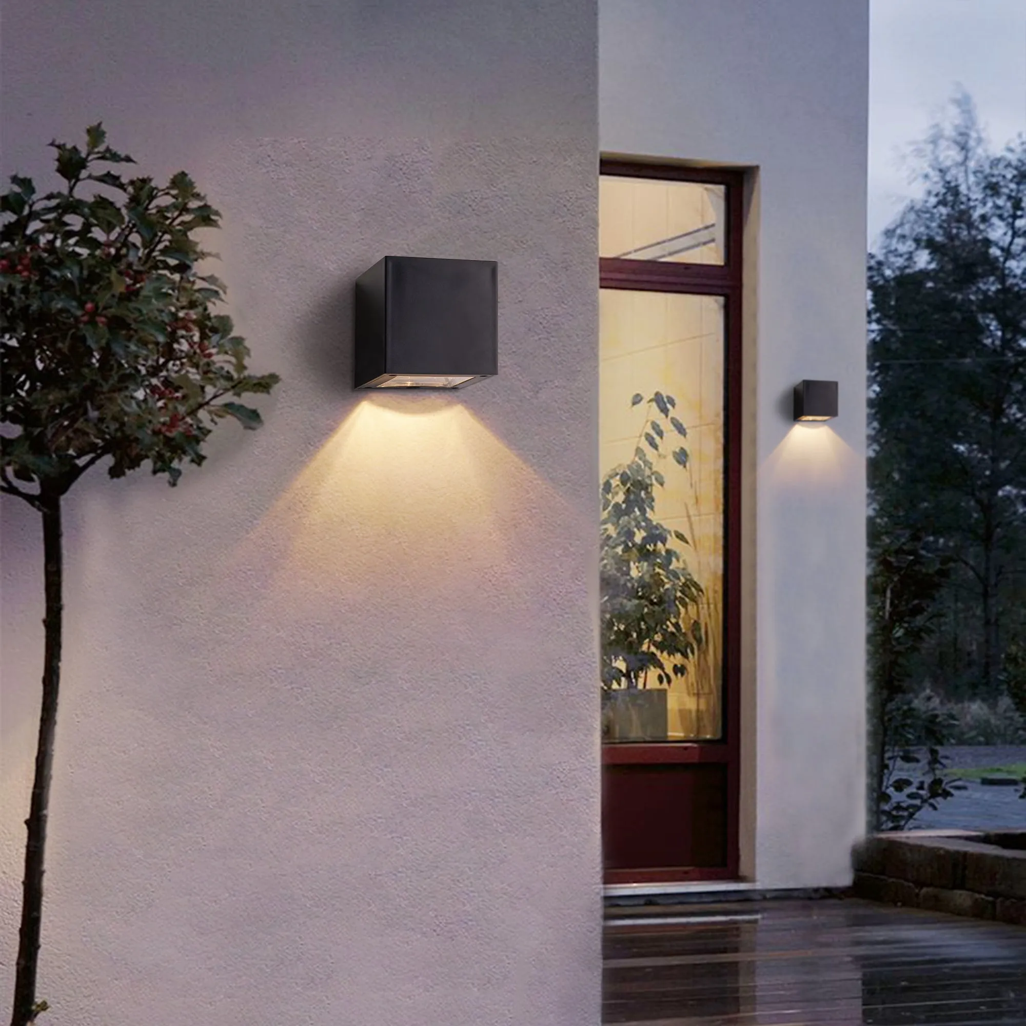 2-Pack Solar Powered Oudoor Landscape Wall Lights
