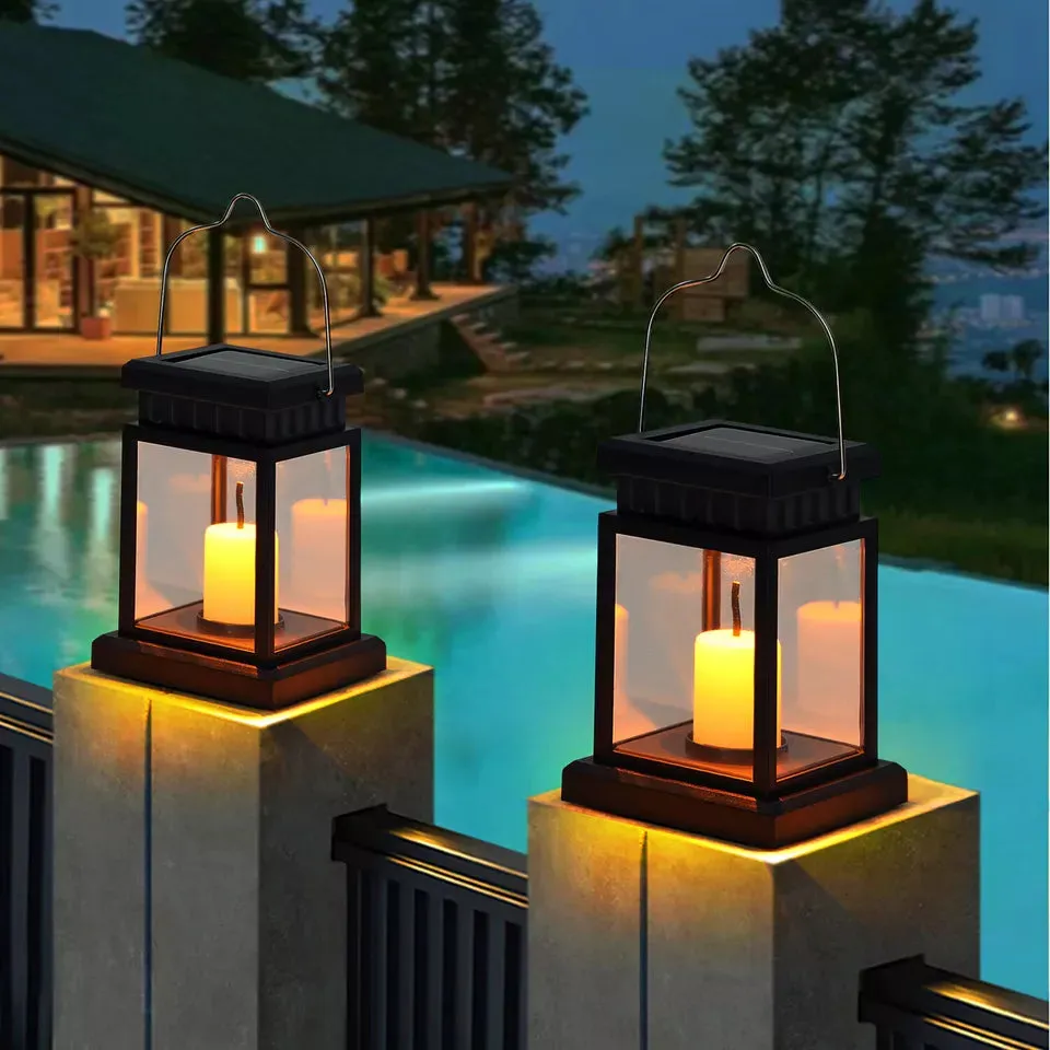 2-Pack Waterproof Solar Hanging Lanterns – LED Outdoor Garden & Table Lamps
