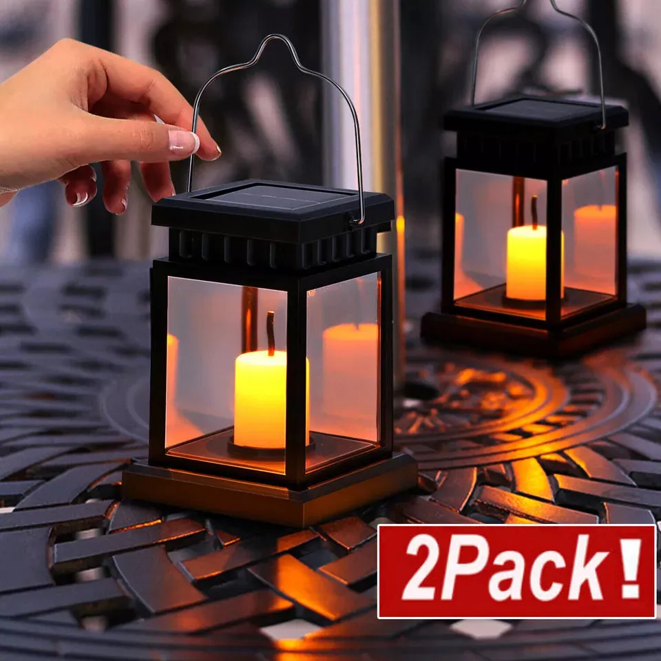 2-Pack Waterproof Solar Hanging Lanterns – LED Outdoor Garden & Table Lamps