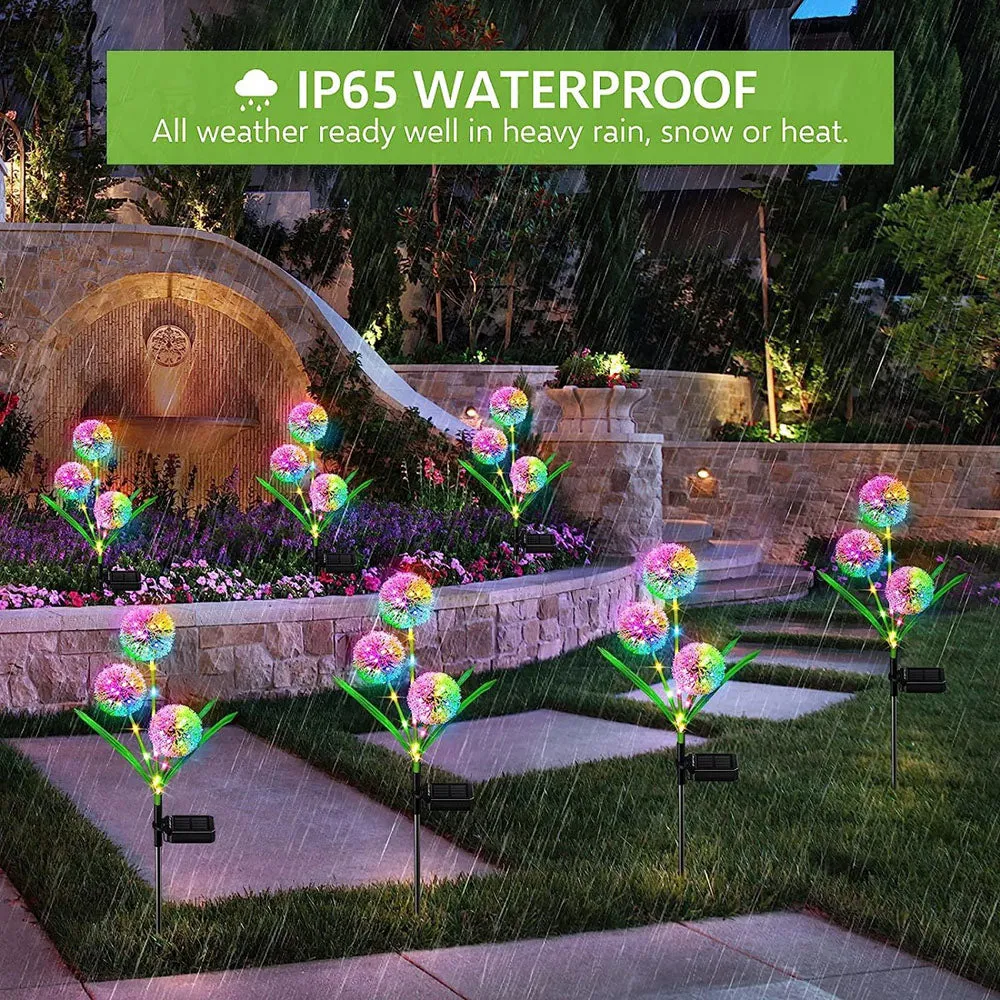 2 Pcs - Solar Powered LED Dandelion Stake Light