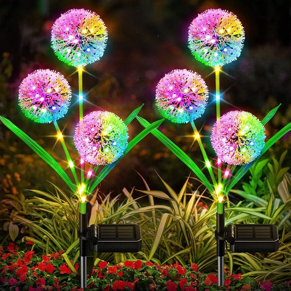 2 Pcs - Solar Powered LED Dandelion Stake Light