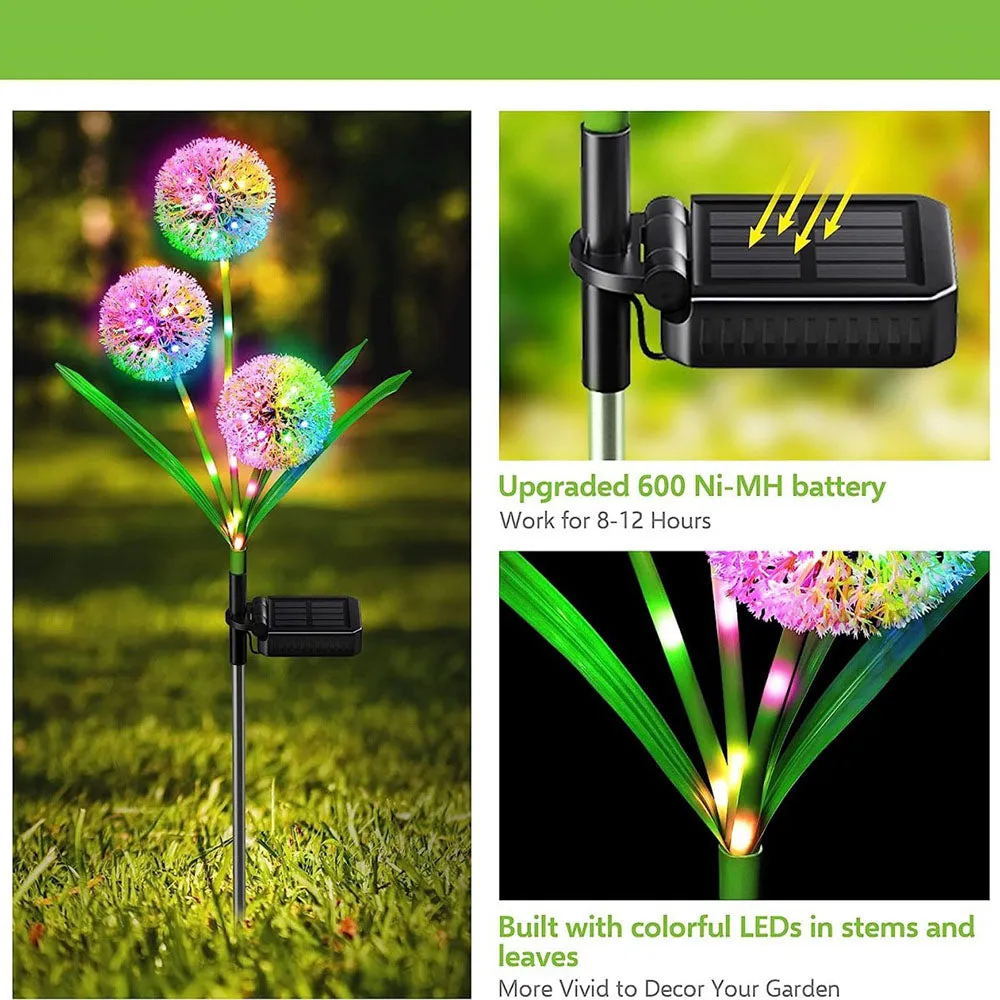 2 Pcs - Solar Powered LED Dandelion Stake Light