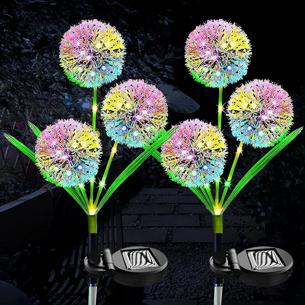 2 Pcs - Solar Powered LED Dandelion Stake Light
