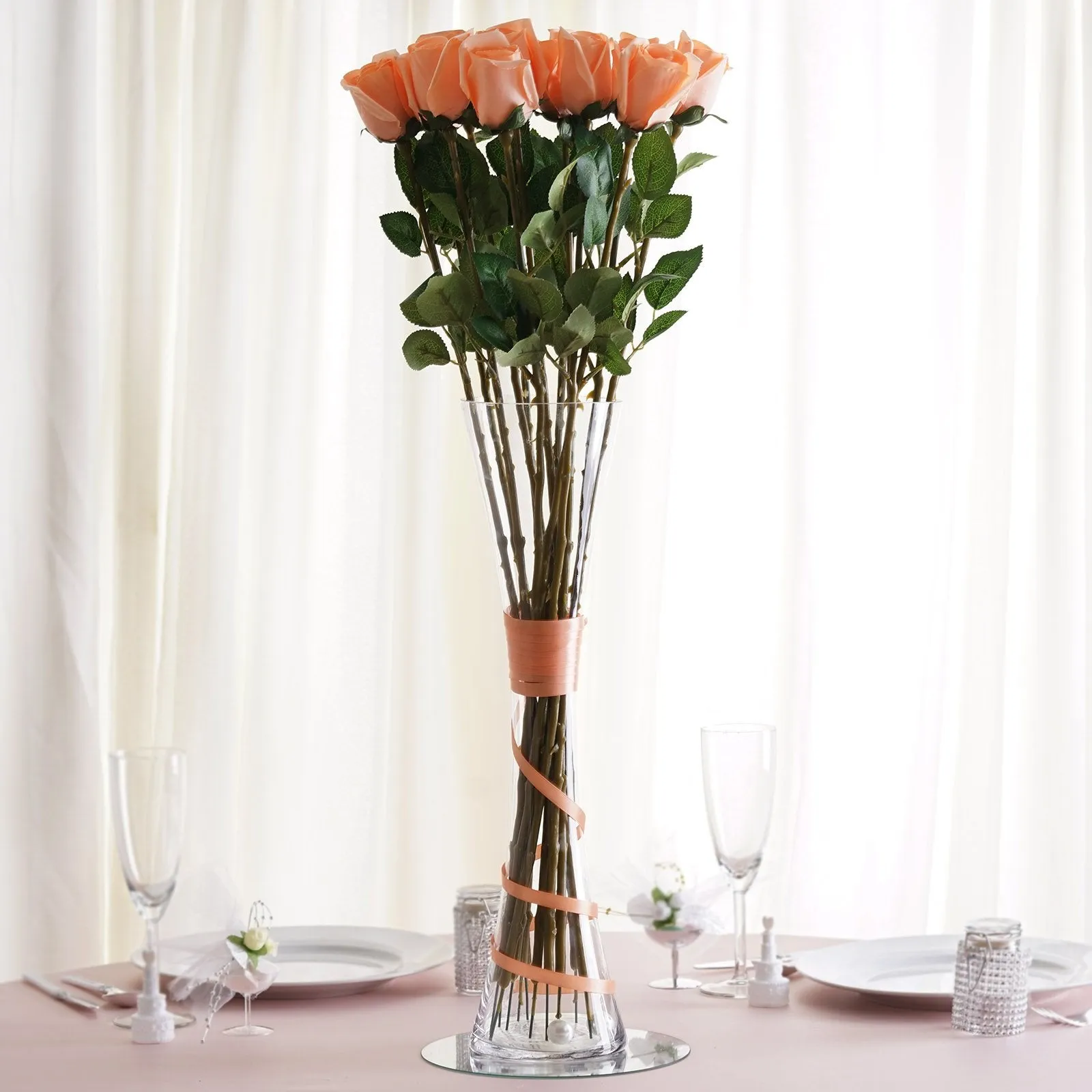 20" Tall Clear Hourglass Shaped Floral Centerpiece Vase Wedding Party Decoration - 6 PCS