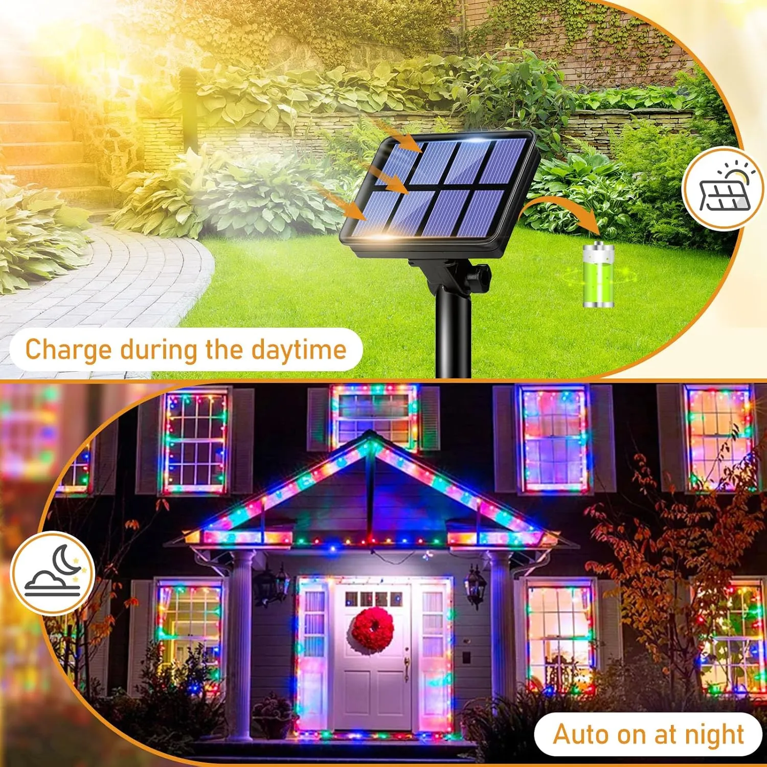 24m 200 LED Multi-Color Solar String Lights - Perfect for Outdoor Celebrations