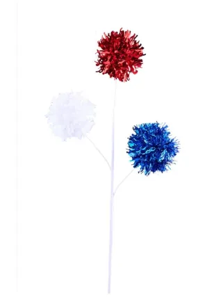 24" Patriotic Firework Tinsel Ball Spray