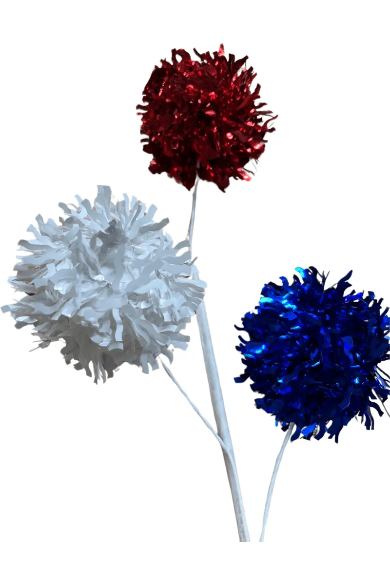 24" Patriotic Firework Tinsel Ball Spray