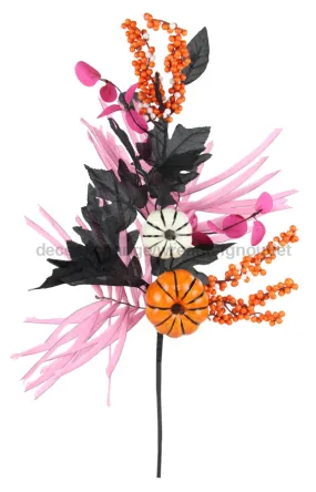 26"L Pumpkin/Berry/Leaf Spray Orange/Black/Pink/White HH751522