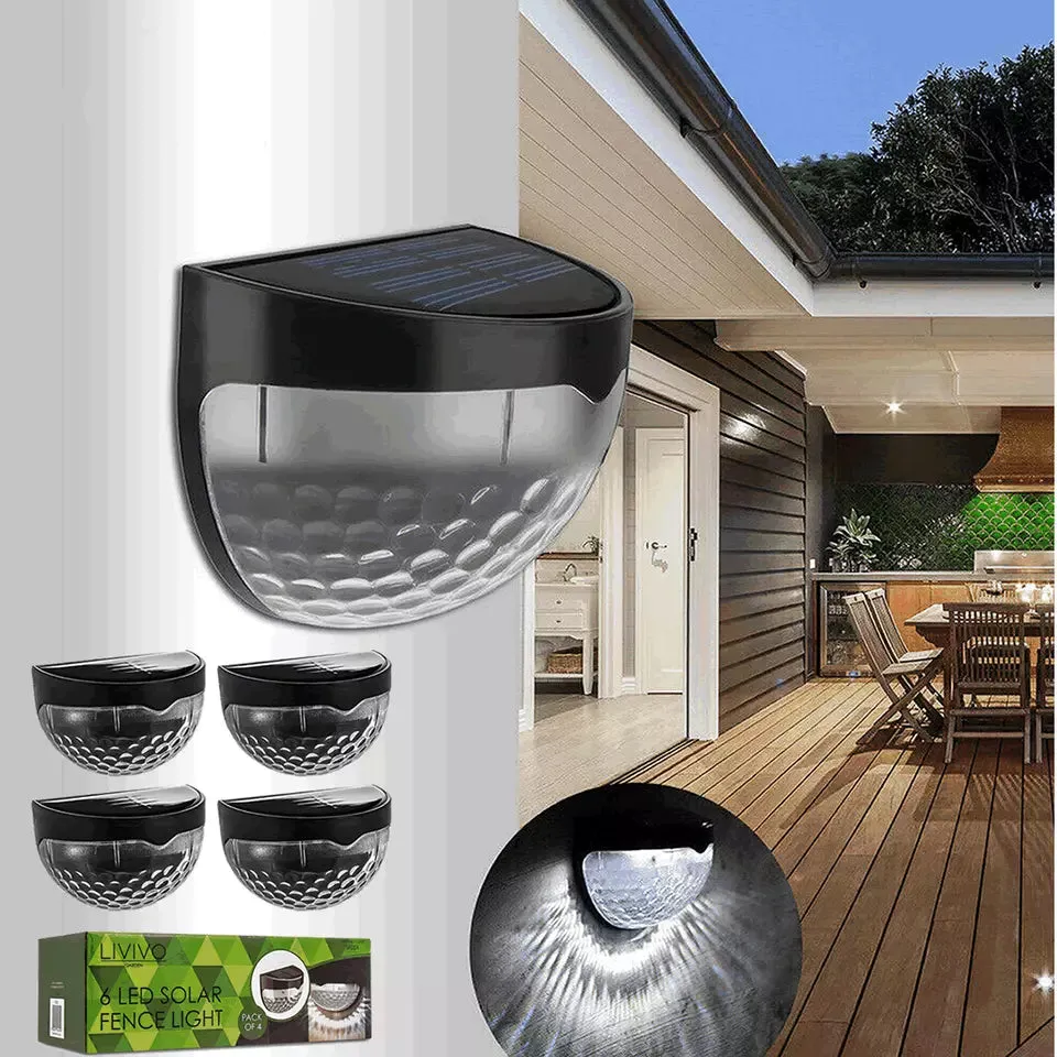 4 Pack Super Bright Solar-Powered LED Door, Fence, and Wall Lights for Outdoor Garden
