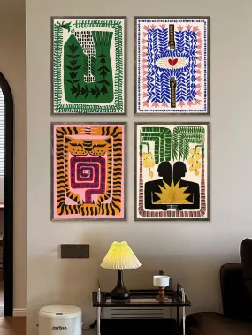 4-Piece Set: Nordic Abstract Art Posters Inspired by Ancient Egypt