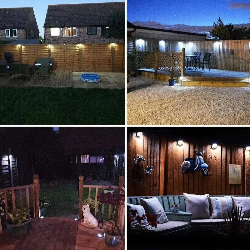 4 x Solar Powered Door Fence Wall Lights in UK- Waterproof Outdoor Lights for Fence, Deck, Step, Yard, Patio, Pathway
