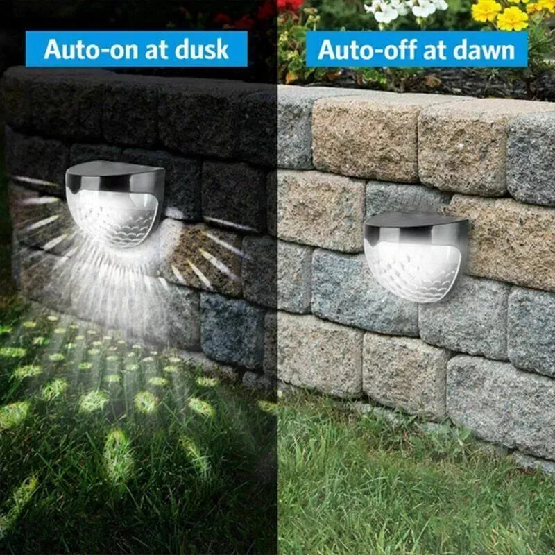 4 x Solar Powered Door Fence Wall Lights in UK- Waterproof Outdoor Lights for Fence, Deck, Step, Yard, Patio, Pathway