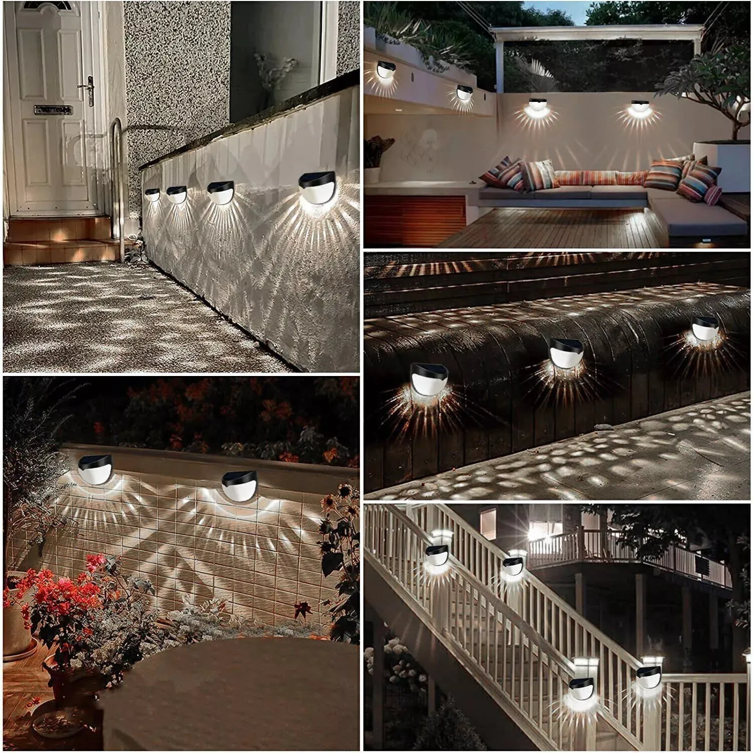 4 x Solar Powered Door Fence Wall Lights in UK- Waterproof Outdoor Lights for Fence, Deck, Step, Yard, Patio, Pathway