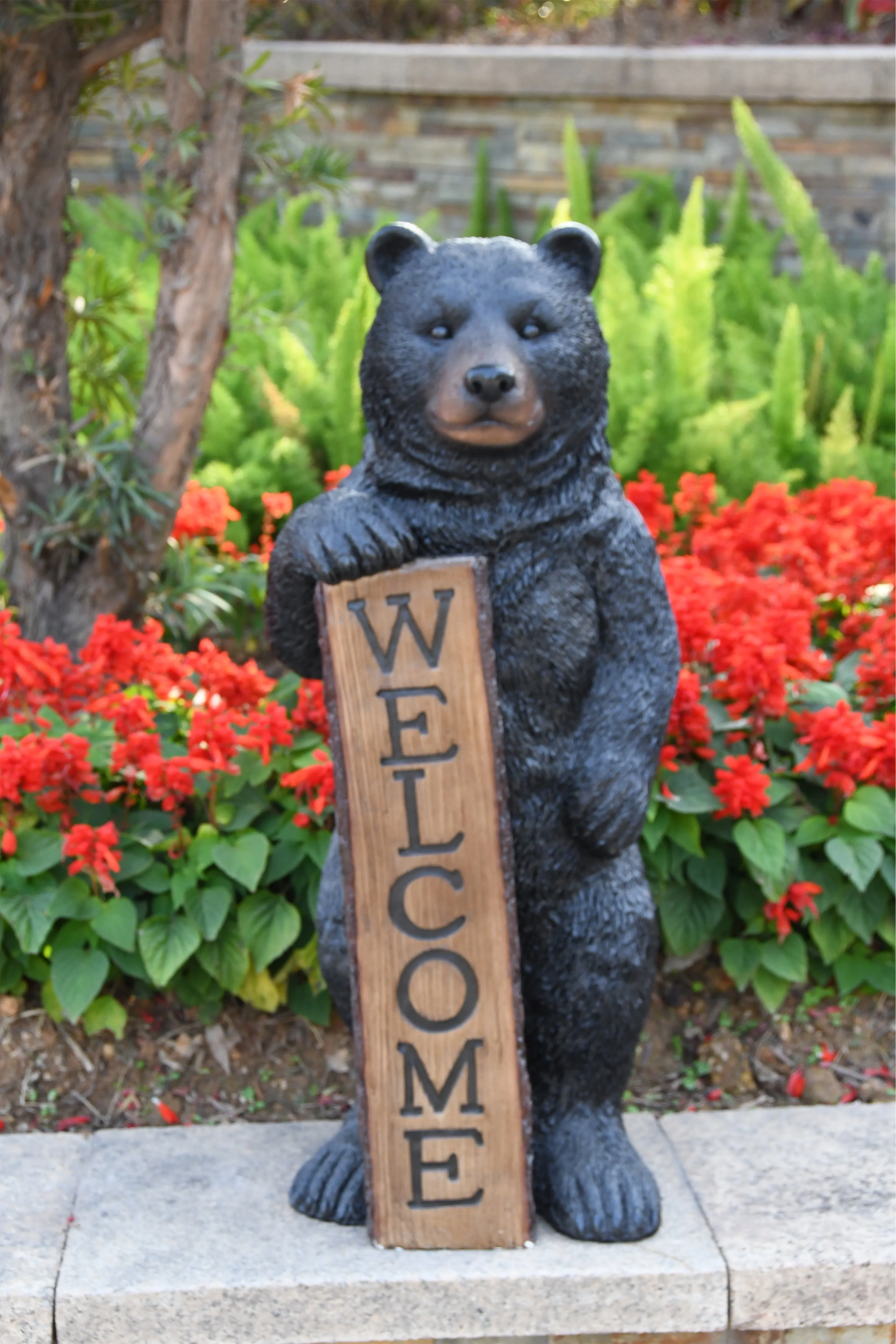 75619-N - Welcome Bear Haven: Standing Black Bear with Heartwarming Welcome Sign
