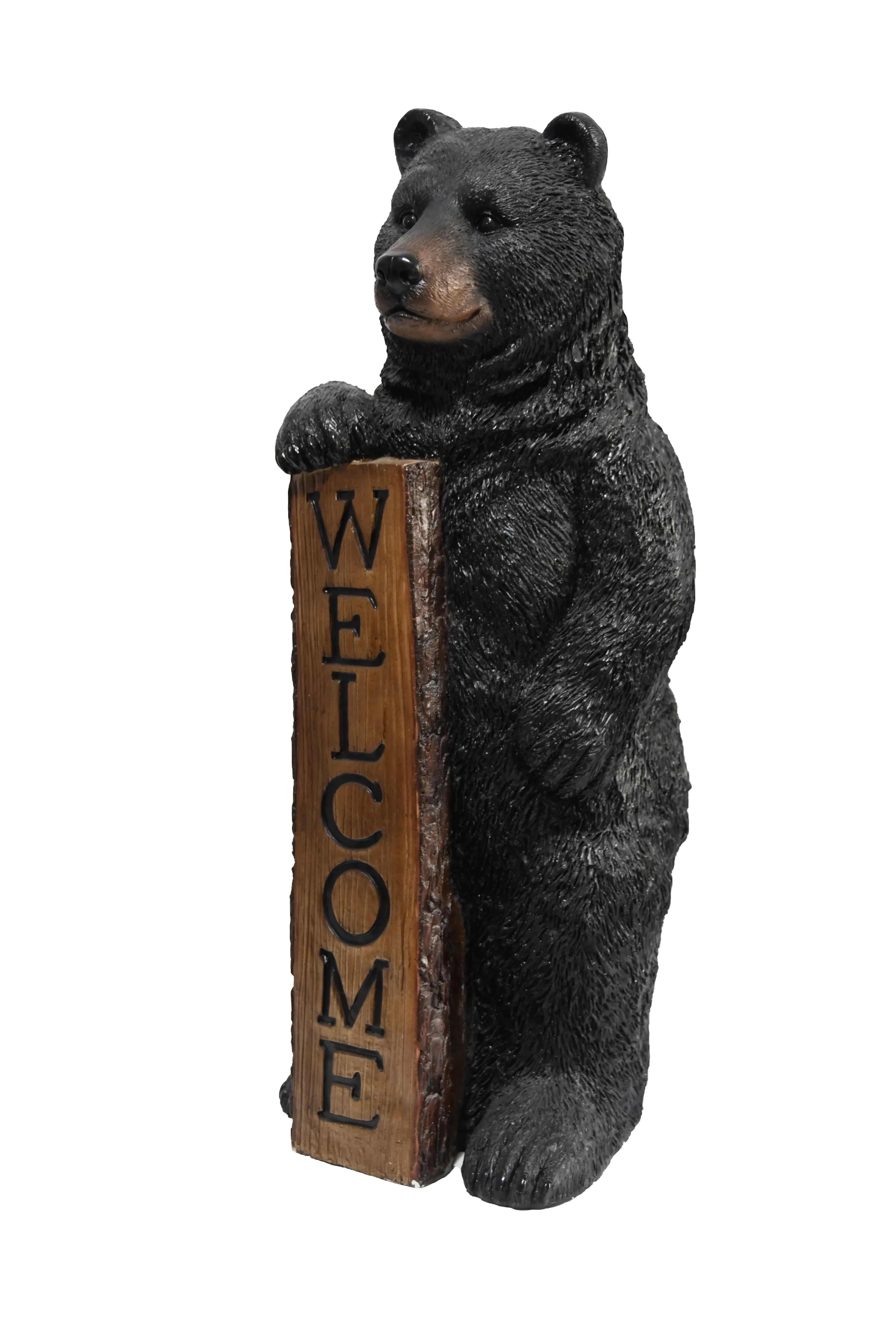 75619-N - Welcome Bear Haven: Standing Black Bear with Heartwarming Welcome Sign