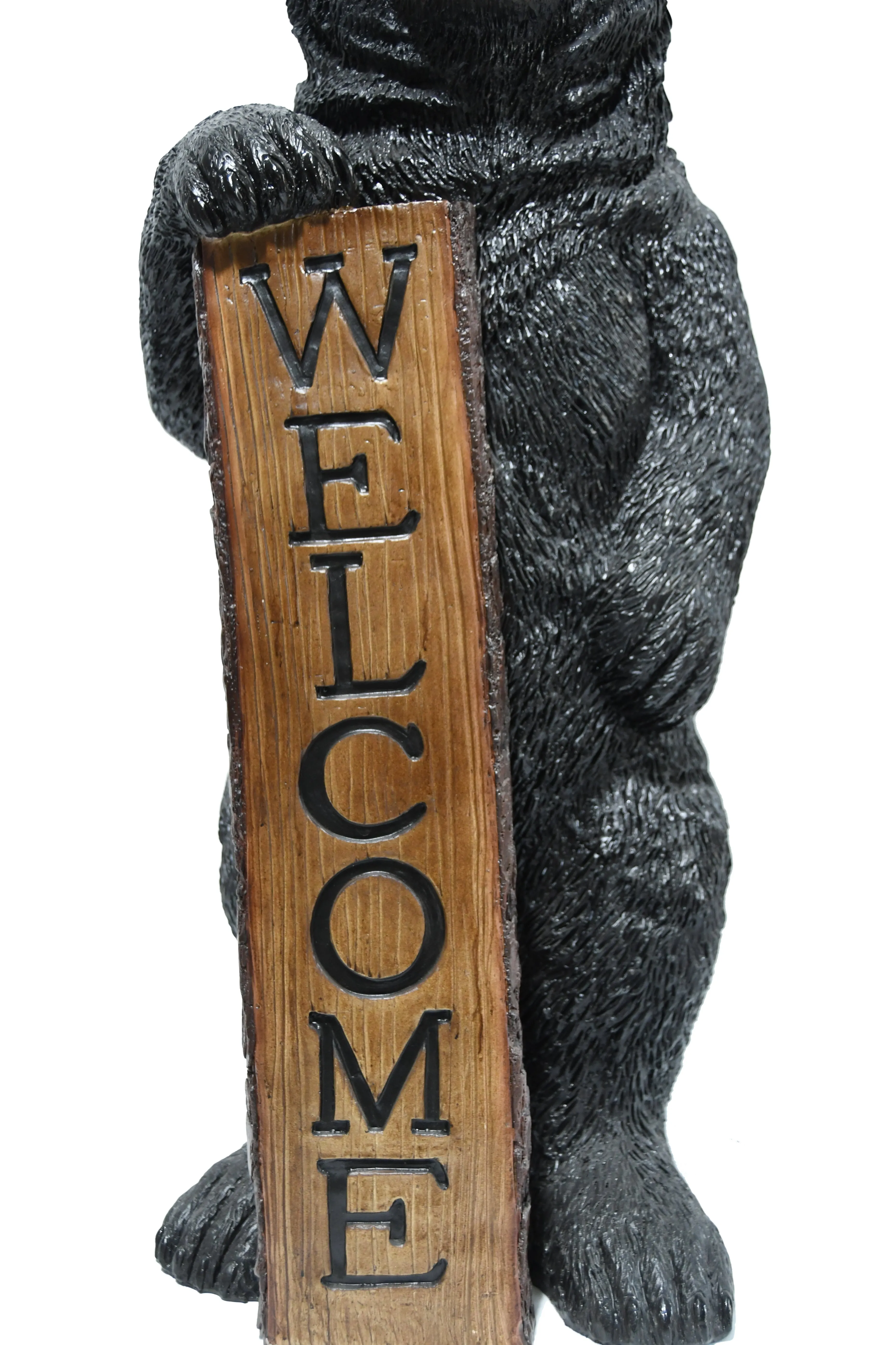 75619-N - Welcome Bear Haven: Standing Black Bear with Heartwarming Welcome Sign