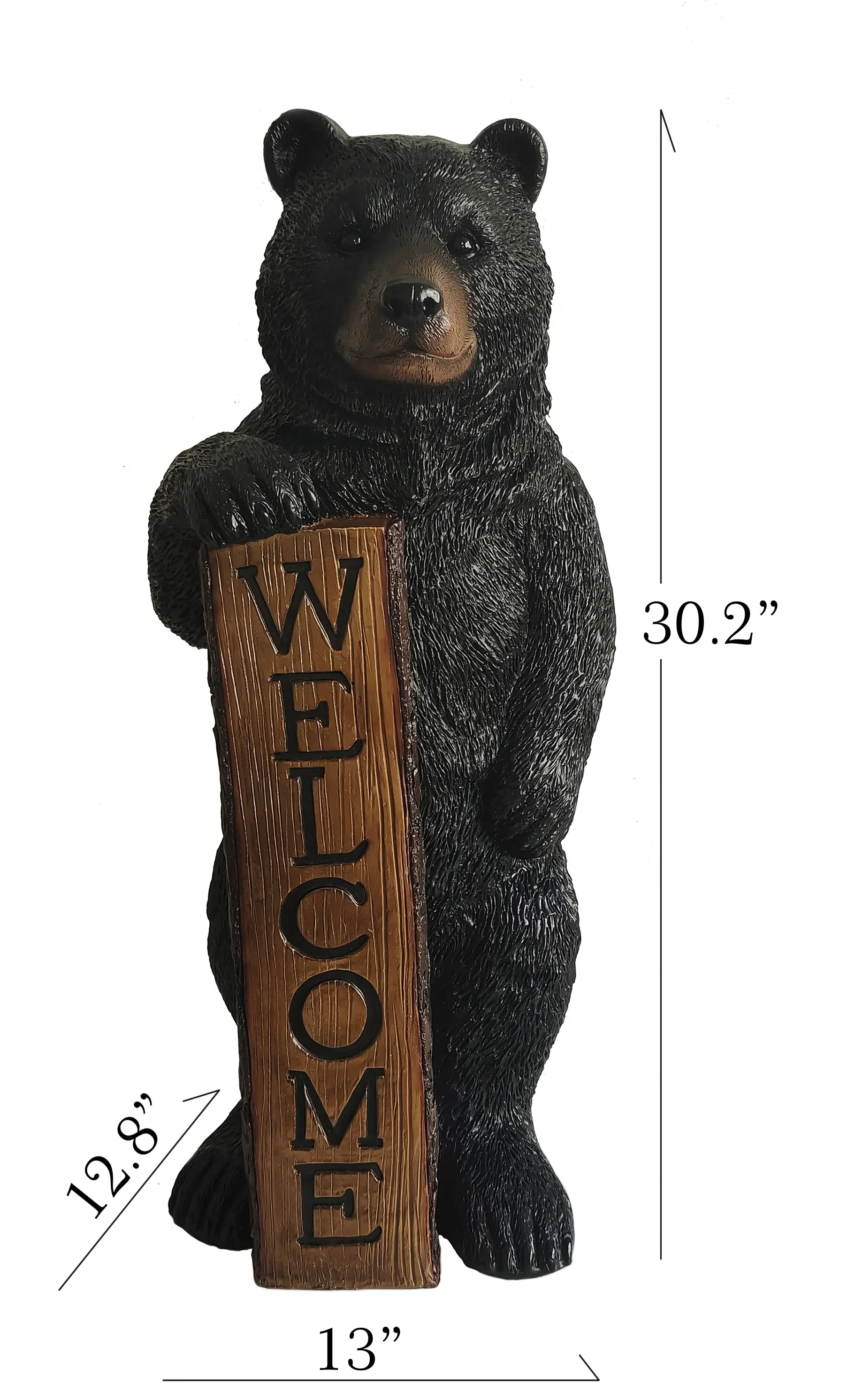 75619-N - Welcome Bear Haven: Standing Black Bear with Heartwarming Welcome Sign