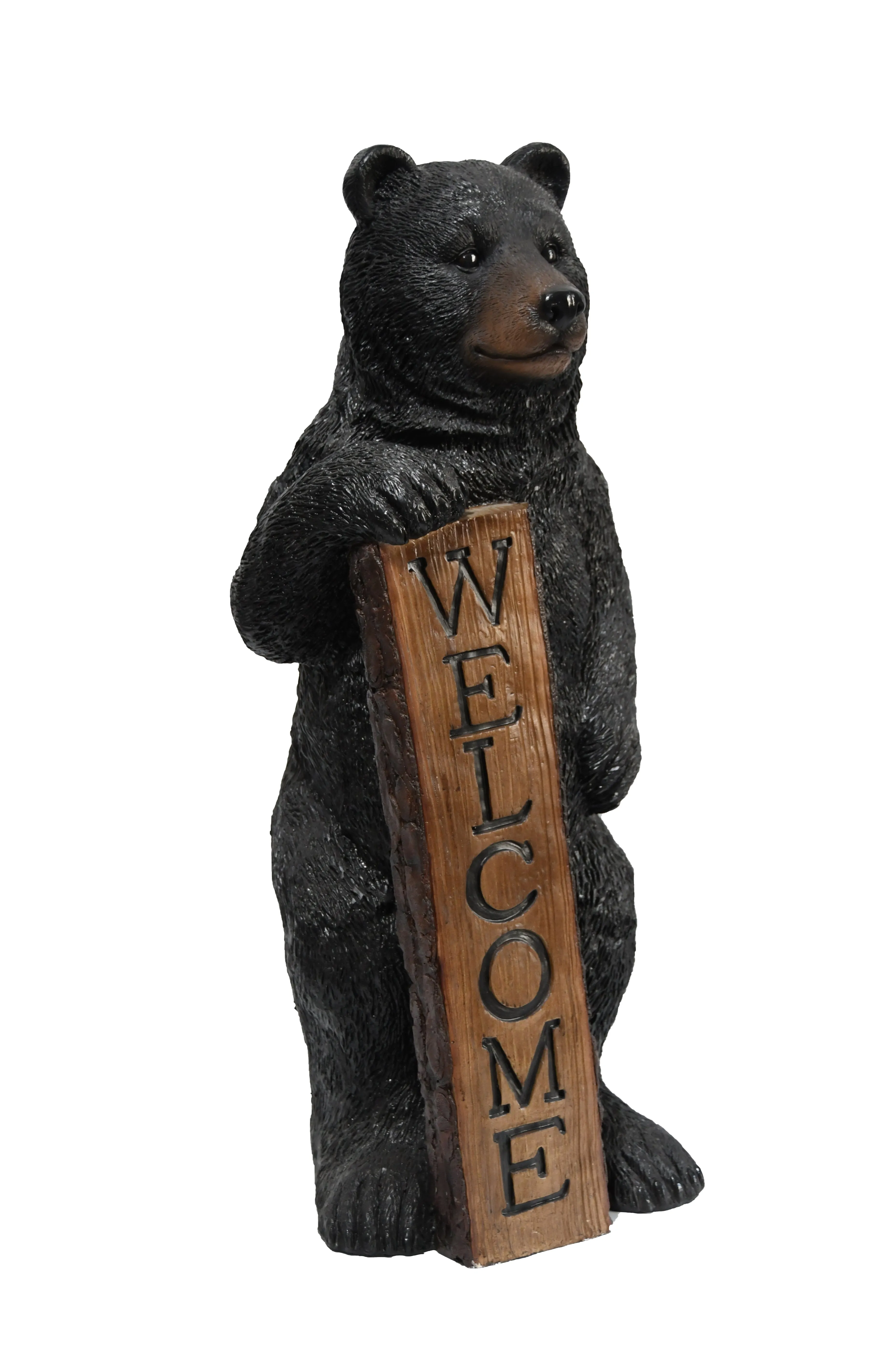 75619-N - Welcome Bear Haven: Standing Black Bear with Heartwarming Welcome Sign