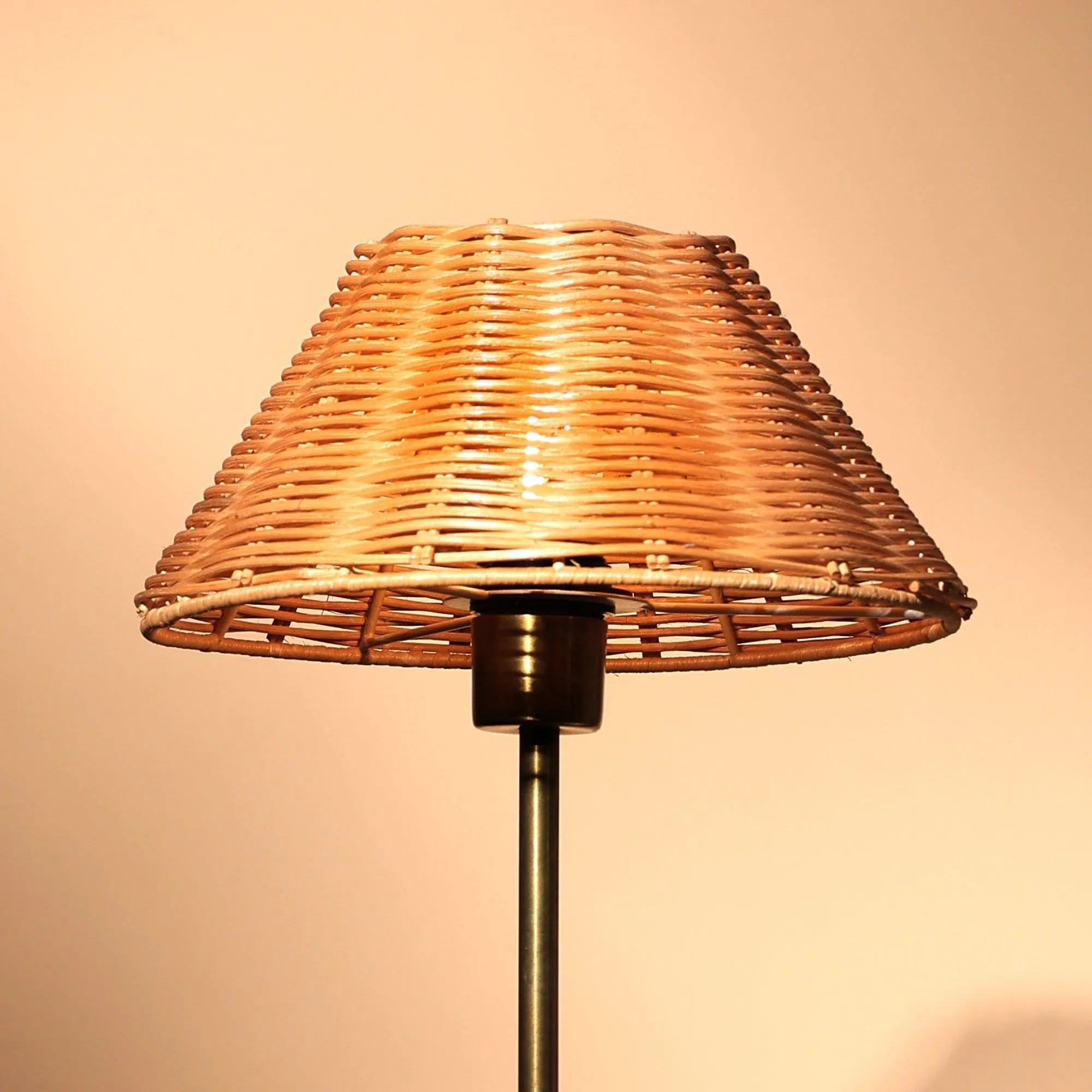Aesthetic Natural Cane Finish Table Lamp | Decorative Light For Home