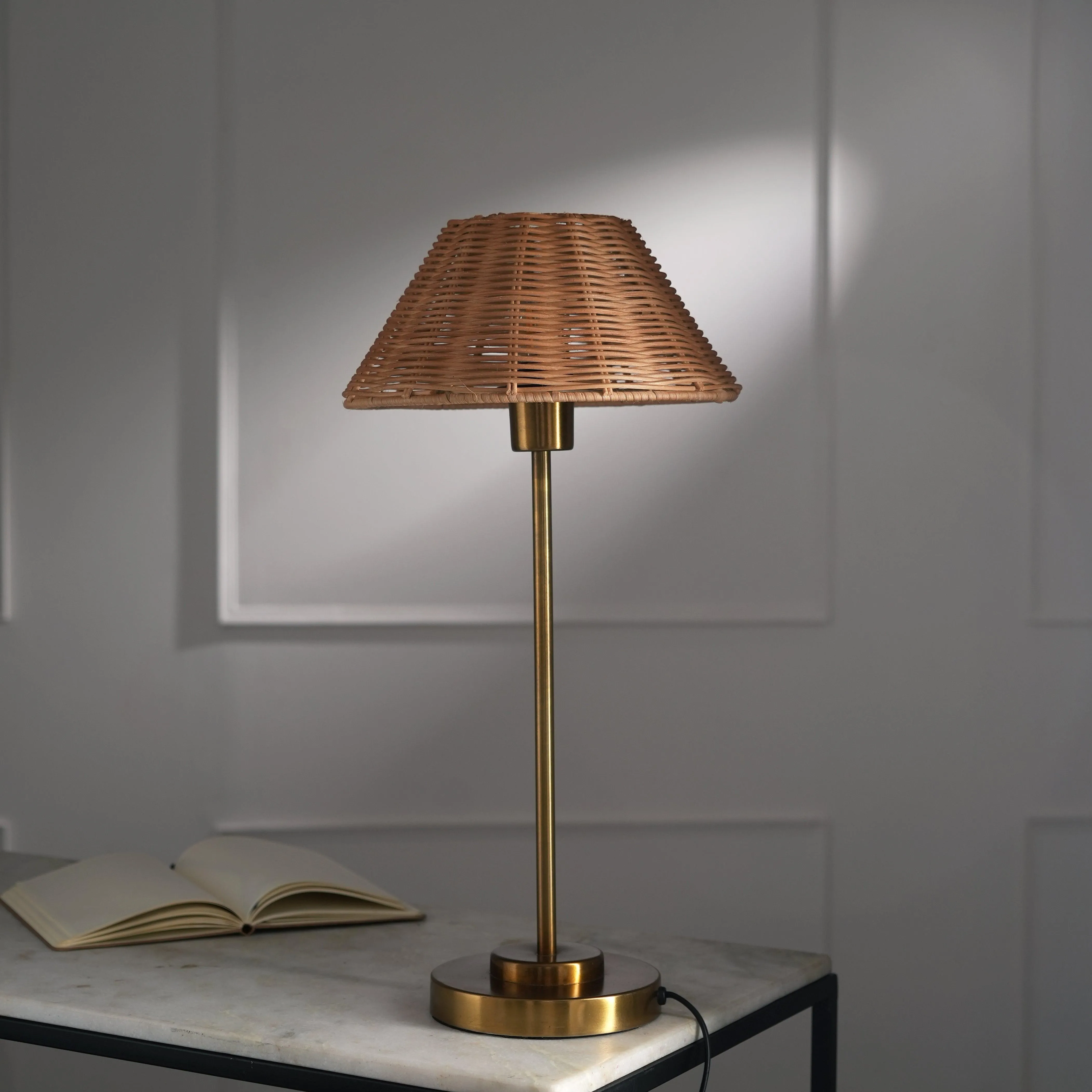 Aesthetic Natural Cane Finish Table Lamp | Decorative Light For Home