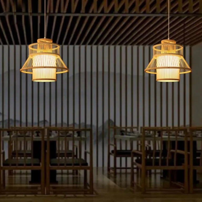 Bamboo Wicker Rattan Bloom Pendant Light By Artisan Living-12346