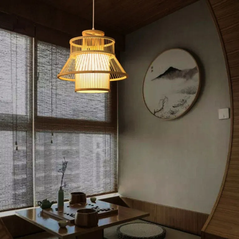 Bamboo Wicker Rattan Bloom Pendant Light By Artisan Living-12346