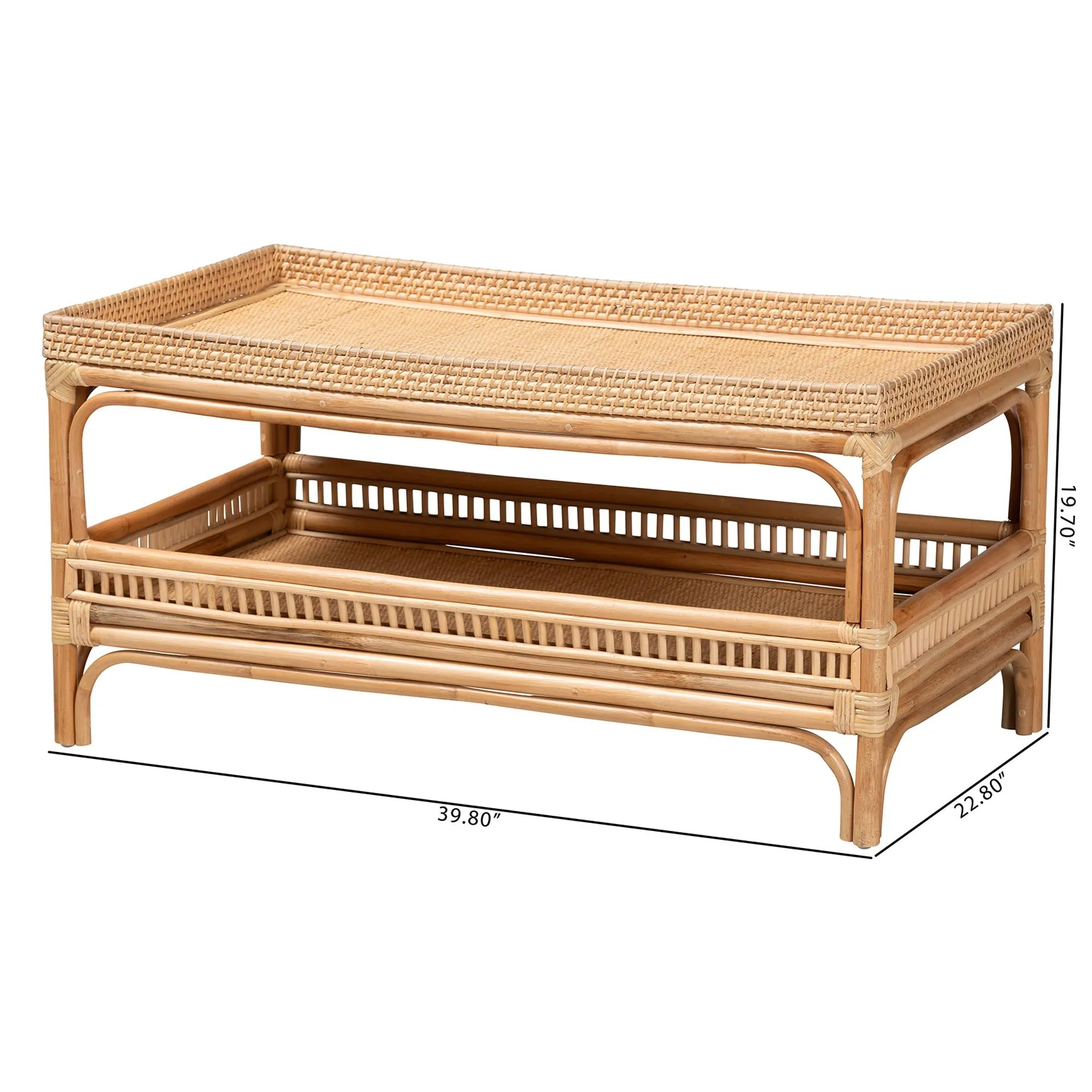 Baxton Studio bali & pari Lombok Modern Bohemian Natural Rattan Coffee Table