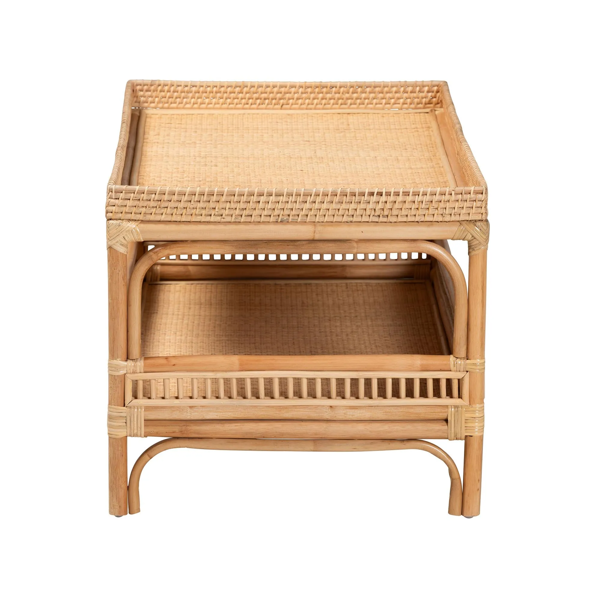 Baxton Studio bali & pari Lombok Modern Bohemian Natural Rattan Coffee Table