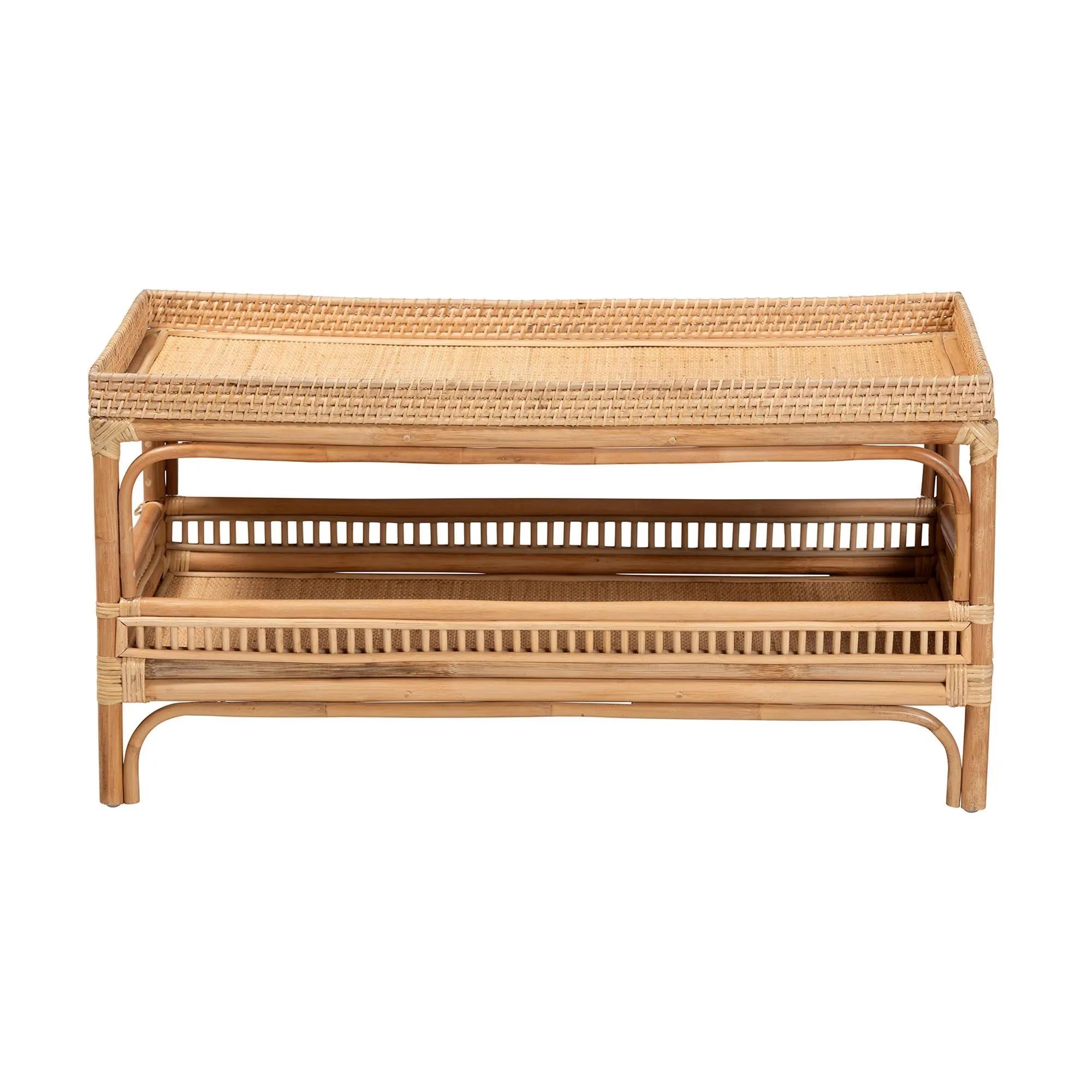 Baxton Studio bali & pari Lombok Modern Bohemian Natural Rattan Coffee Table