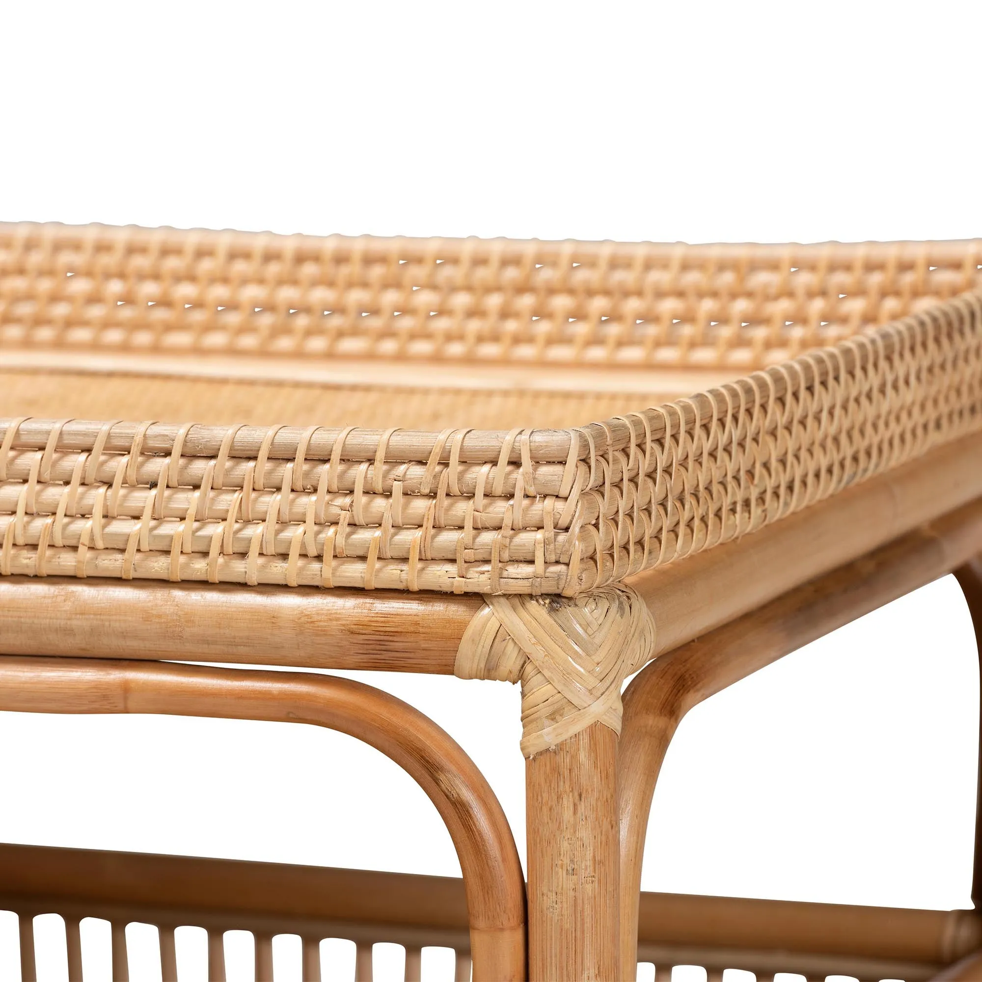 Baxton Studio bali & pari Lombok Modern Bohemian Natural Rattan Coffee Table