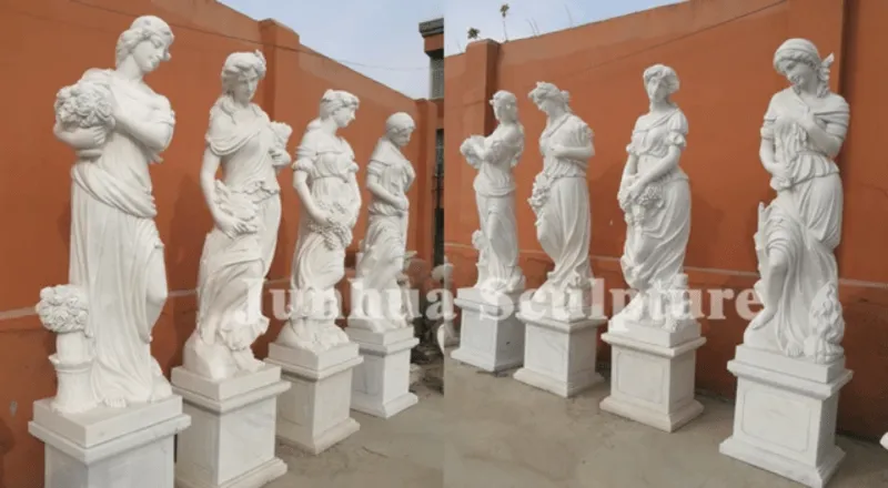 Beads for Less - White Marble Carving Four Seasons Garden God Statues (180 45 cm) – Customizable – Symbol of Love, Strength, Resilience & Perseverance – Stunning garden accents