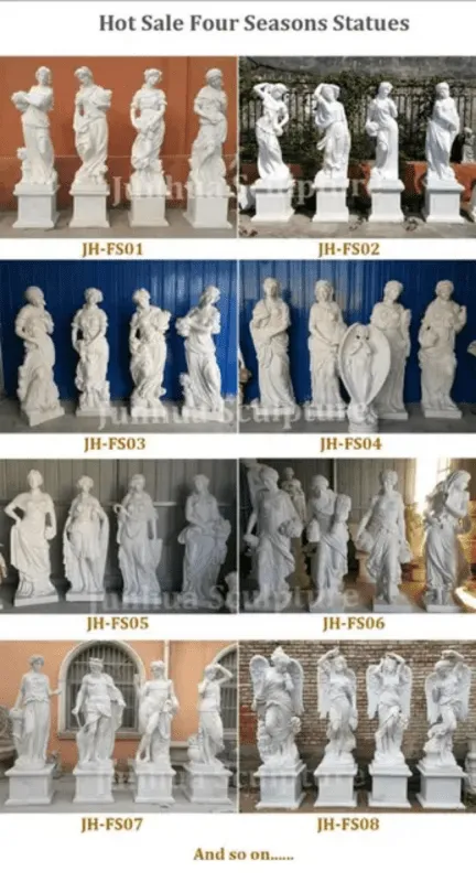 Beads for Less - White Marble Carving Four Seasons Garden God Statues (180 45 cm) – Customizable – Symbol of Love, Strength, Resilience & Perseverance – Stunning garden accents