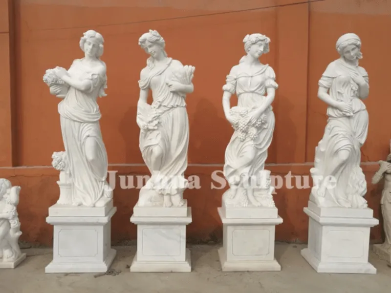 Beads for Less - White Marble Carving Four Seasons Garden God Statues (180 45 cm) – Customizable – Symbol of Love, Strength, Resilience & Perseverance – Stunning garden accents