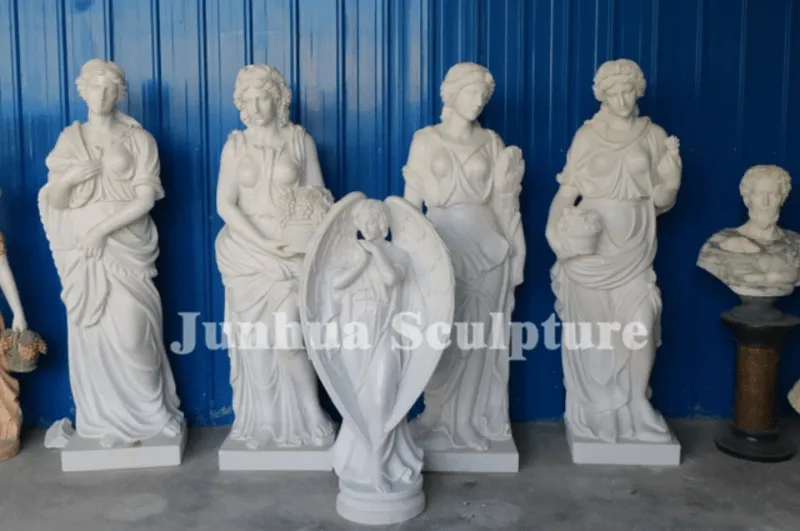Beads for Less - White Marble Carving Four Seasons Garden God Statues (180 45 cm) – Customizable – Symbol of Love, Strength, Resilience & Perseverance – Stunning garden accents