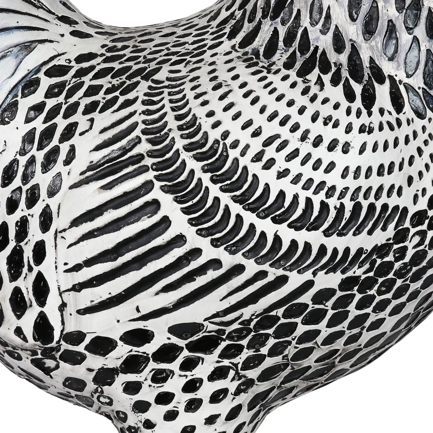 Black and White Rooster Garden Statue, 17 Inch
