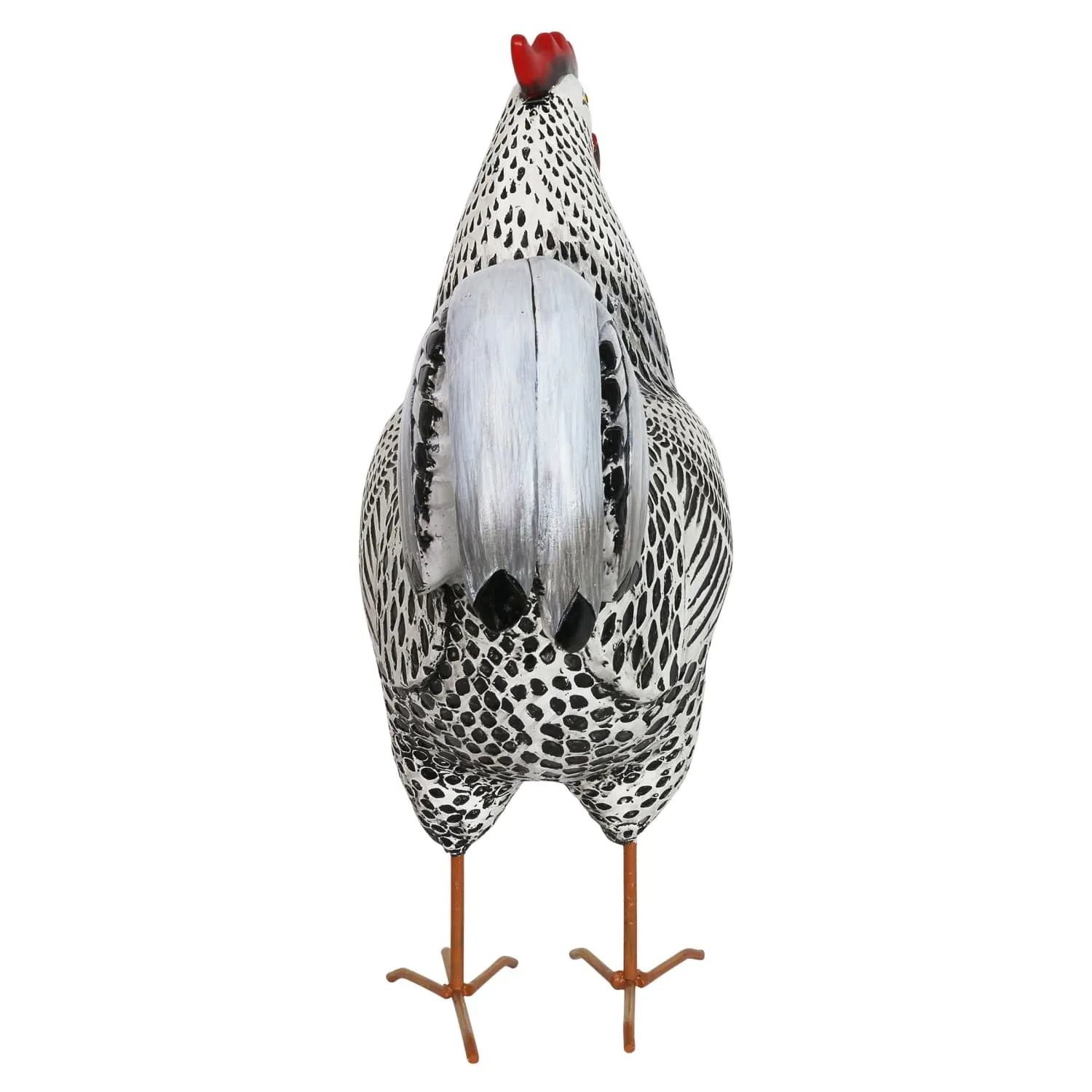 Black and White Rooster Garden Statue, 17 Inch