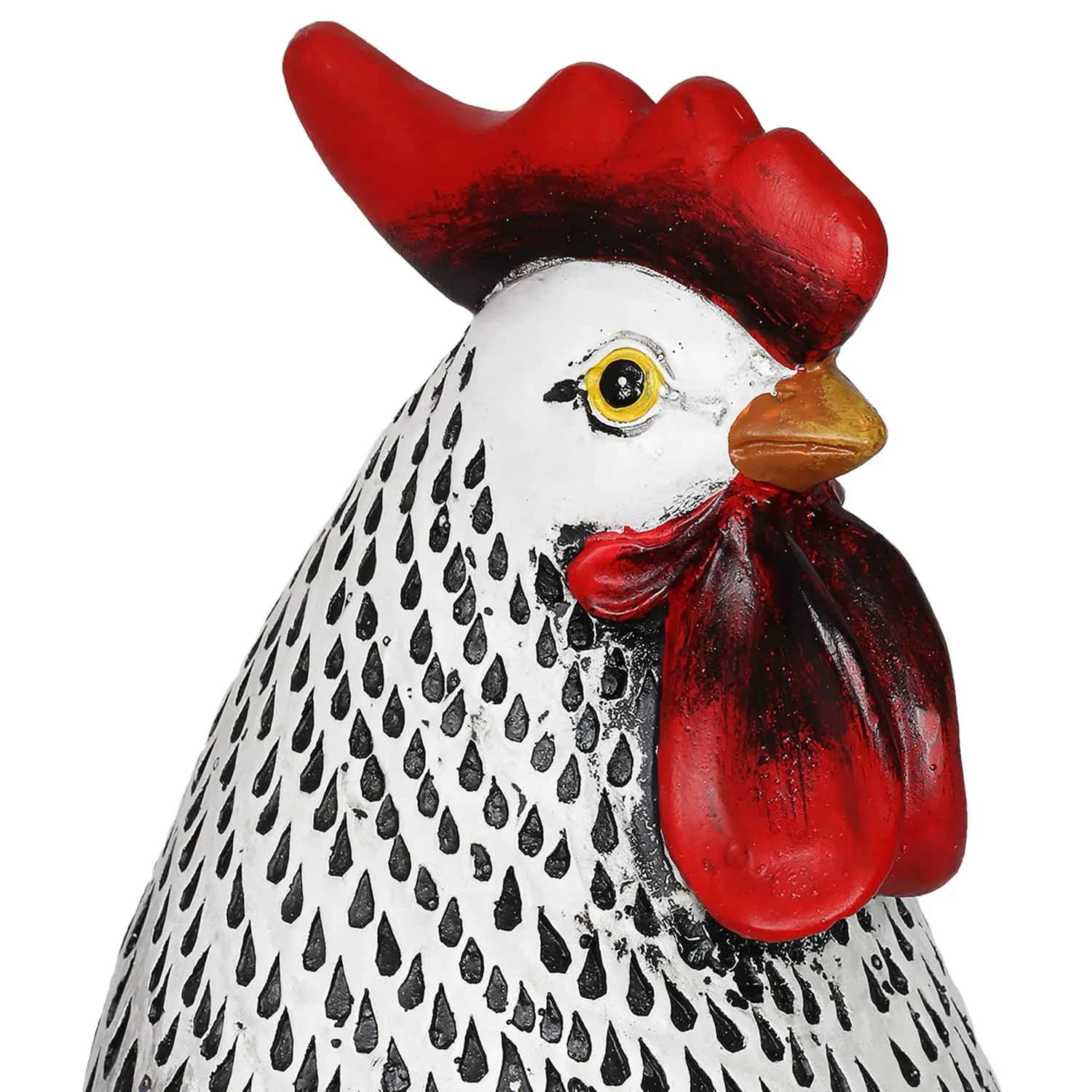 Black and White Rooster Garden Statue, 17 Inch