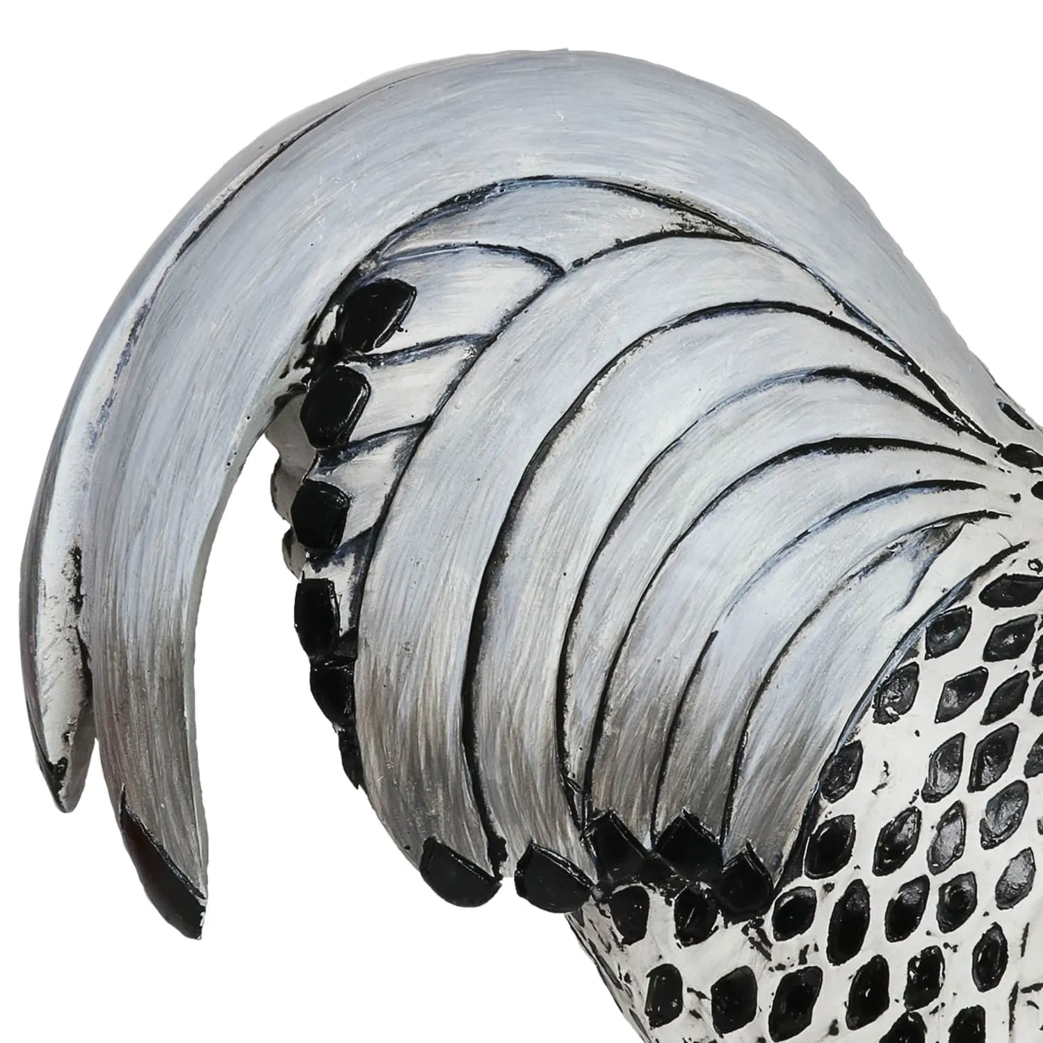 Black and White Rooster Garden Statue, 17 Inch