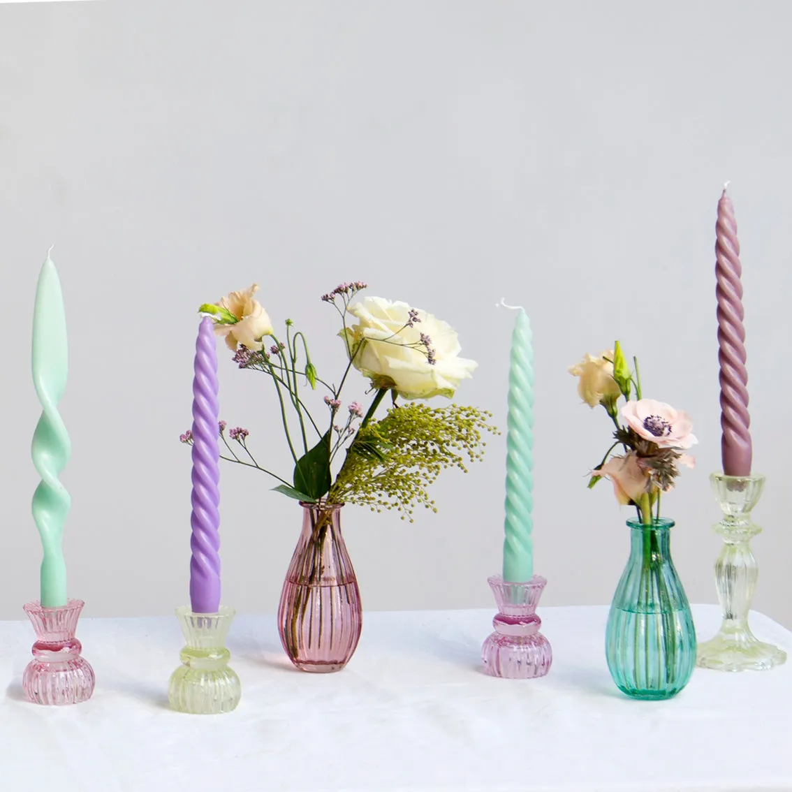 Boho Purple Spiral Candles - 4 Pack