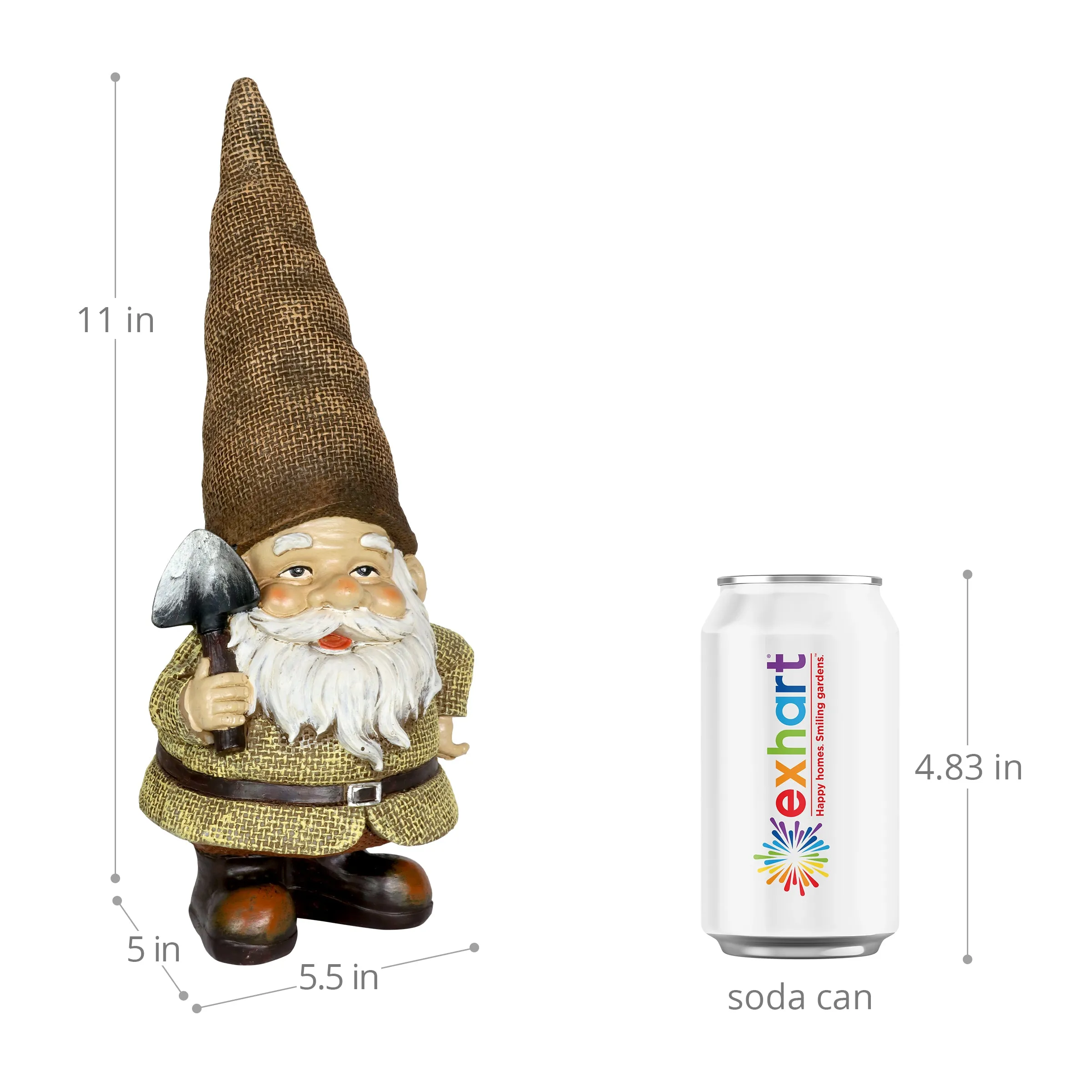Burlap Buddies Gnome Garden Statues, set of 3, 11 Inch