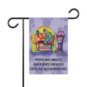 Cartoon Love Whimsy Garden Flag