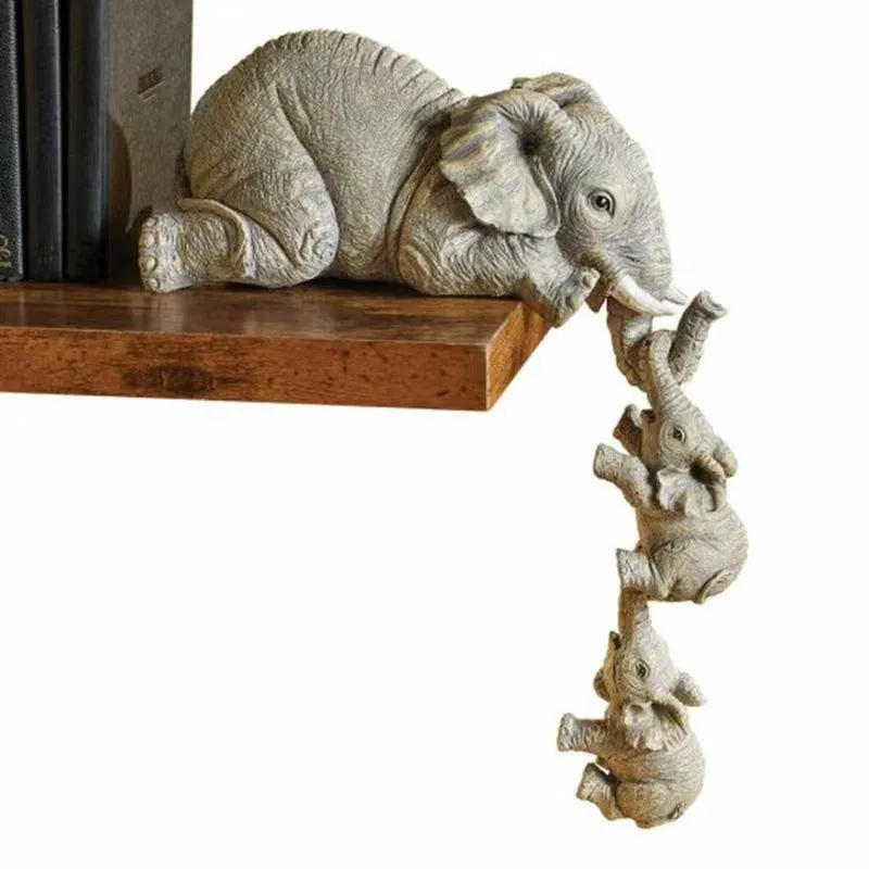 Charming Elephant Family Garden Sculpture Set - Delightful Resin Figurines for Magical Outdoor Decor
