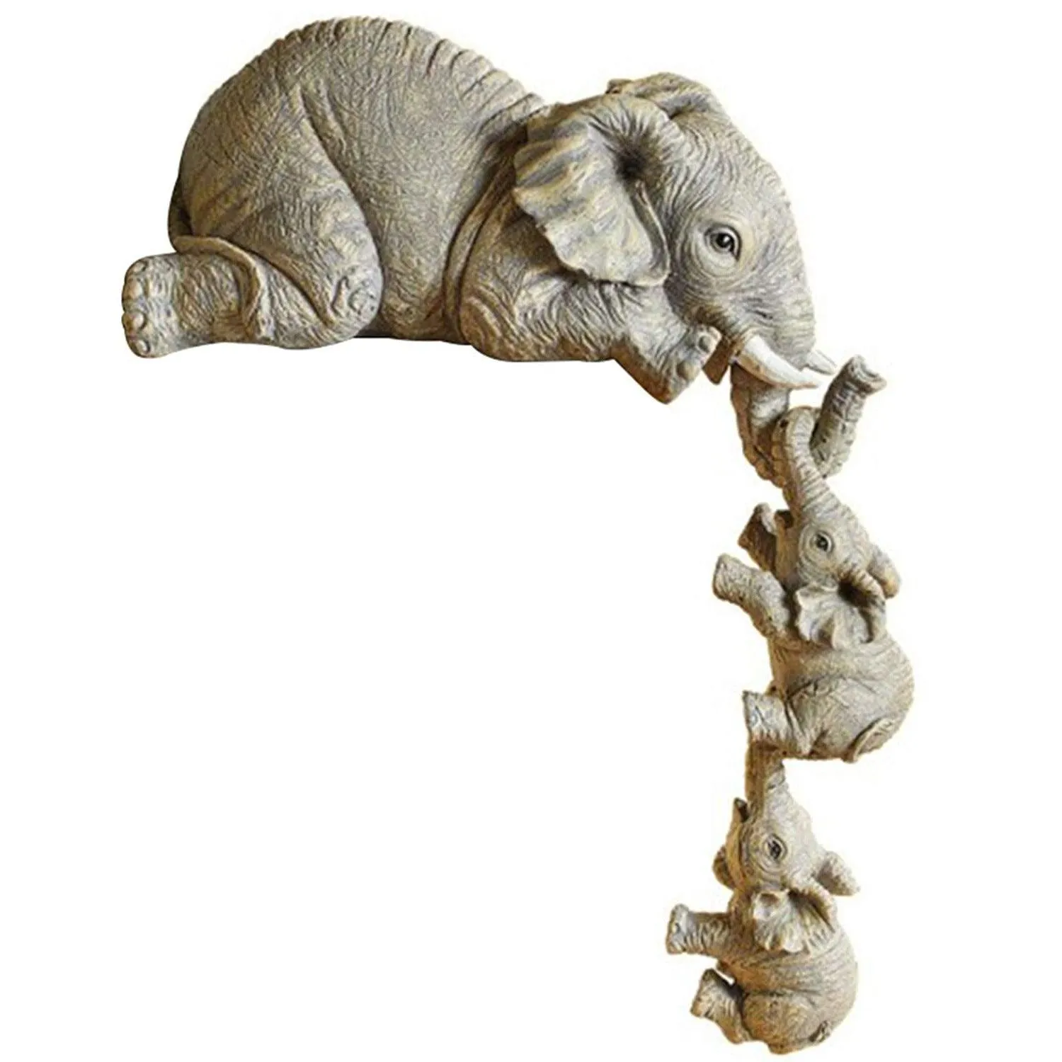 Charming Elephant Family Garden Sculpture Set - Delightful Resin Figurines for Magical Outdoor Decor