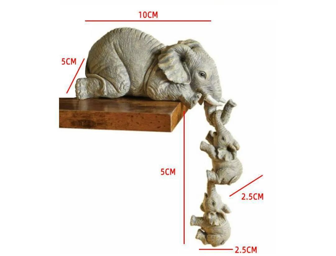 Charming Elephant Family Garden Sculpture Set - Delightful Resin Figurines for Magical Outdoor Decor
