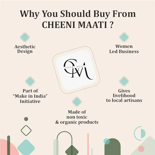 CHEENI MAATI Set of 6 Small Tea Coffee Chai Serving Cups Ceramic Mug Printed Serving Tea/Coffee Cups Set Clay Cup 150 ml Round Shape 150ML Pack of 6 (Multicolor, White, Cup Set) (Green)
