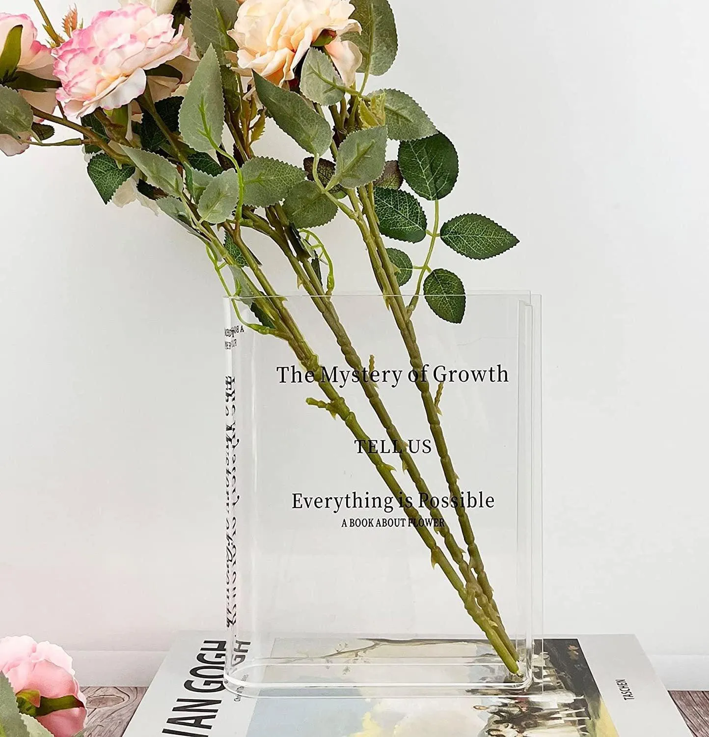 Chic European-Inspired Transparent Acrylic Book Vase - Modern Decor Accent