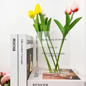 Chic European-Inspired Transparent Acrylic Book Vase - Modern Decor Accent