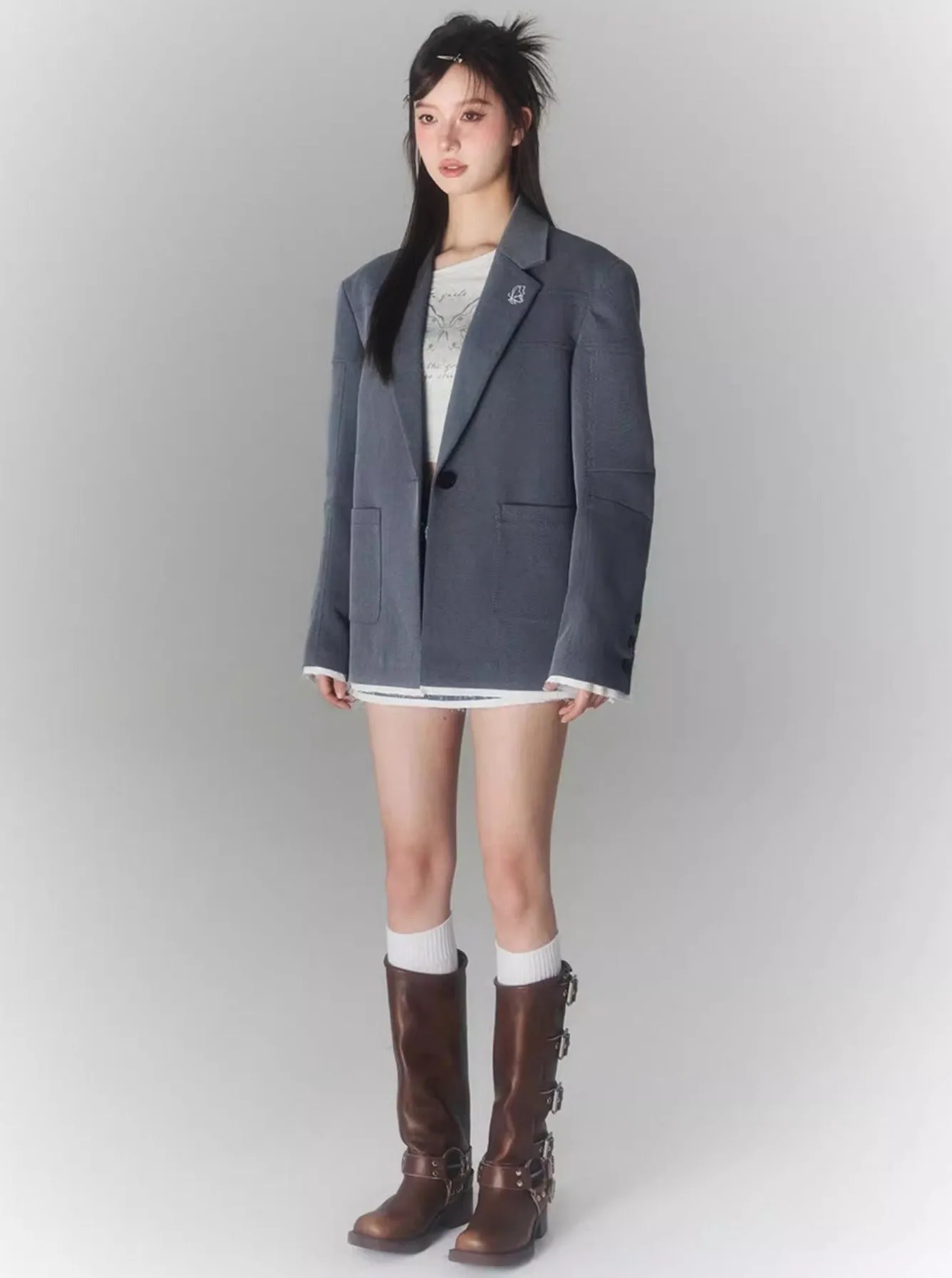 chic panels silhouette blazer jacket